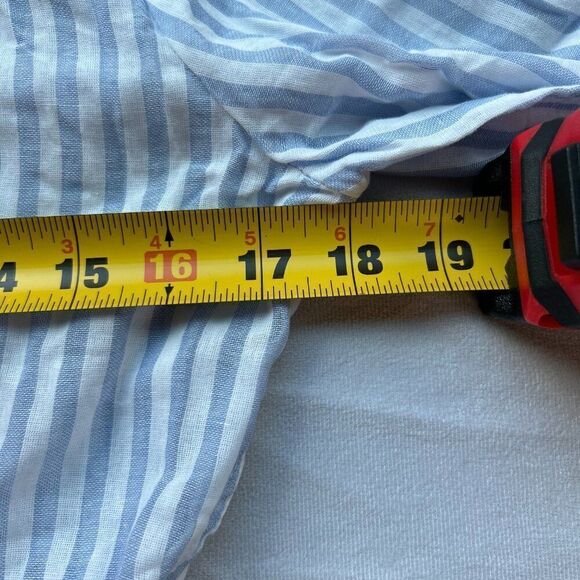 Love Notes Shirt Womens sm Blue Striped Button Up Crop Front 3/4 sleeve NWT   B1 - Picture 3 of 5